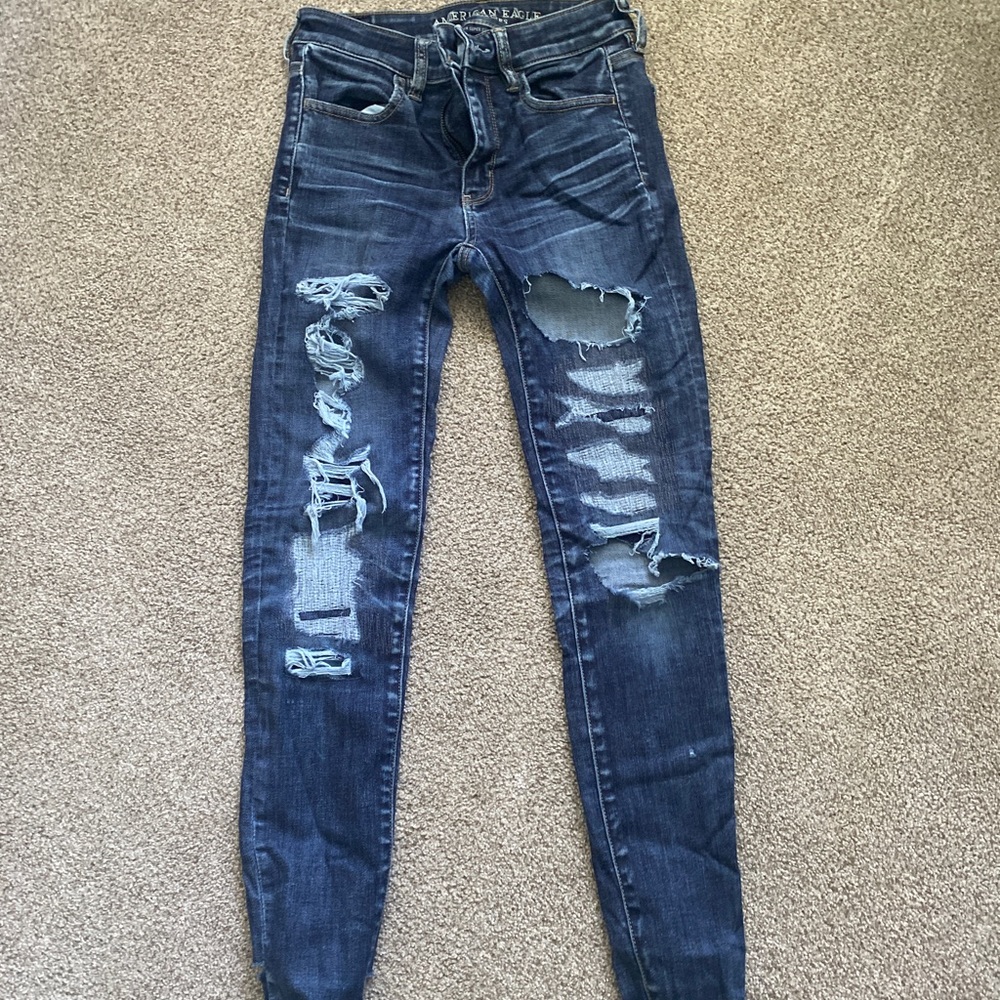 Blue ripped jeans(some ripped)  from American Eagle worn once